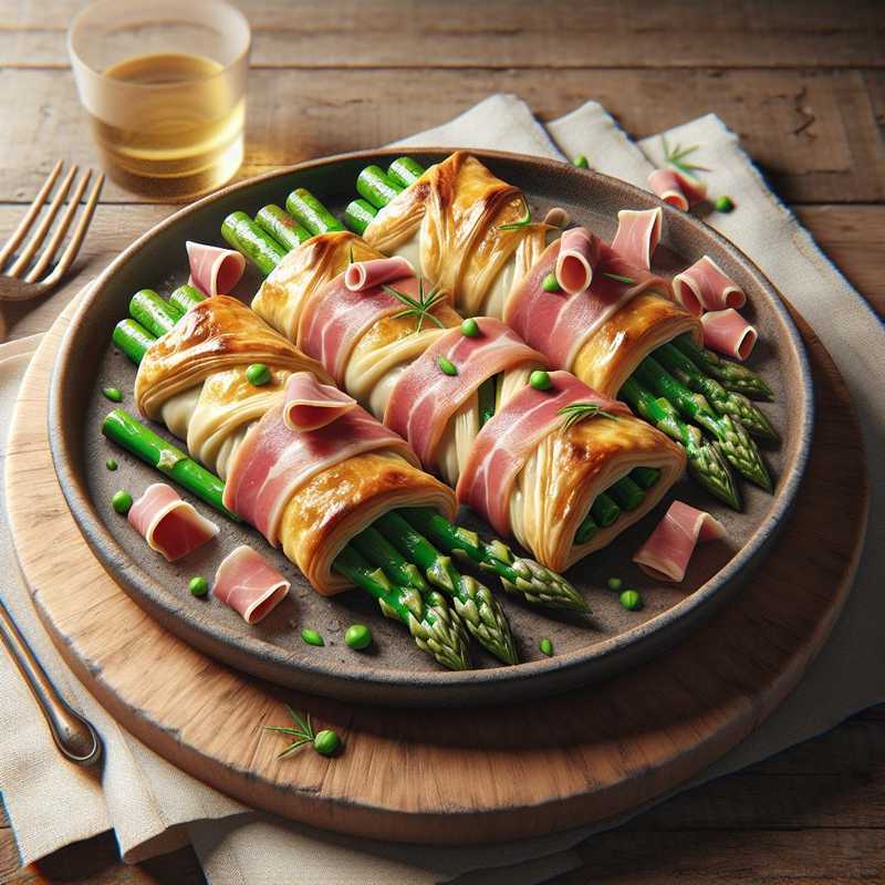 Asparagus in Phyllo with Cured Ham