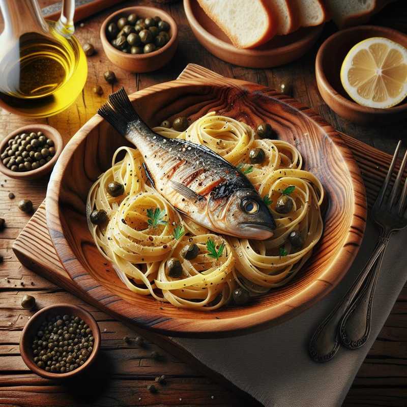 Linguine con spigola e capperi