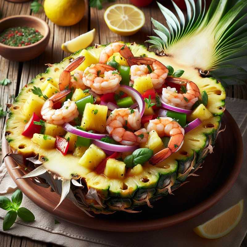 Insalata con gamberi nell'ananas