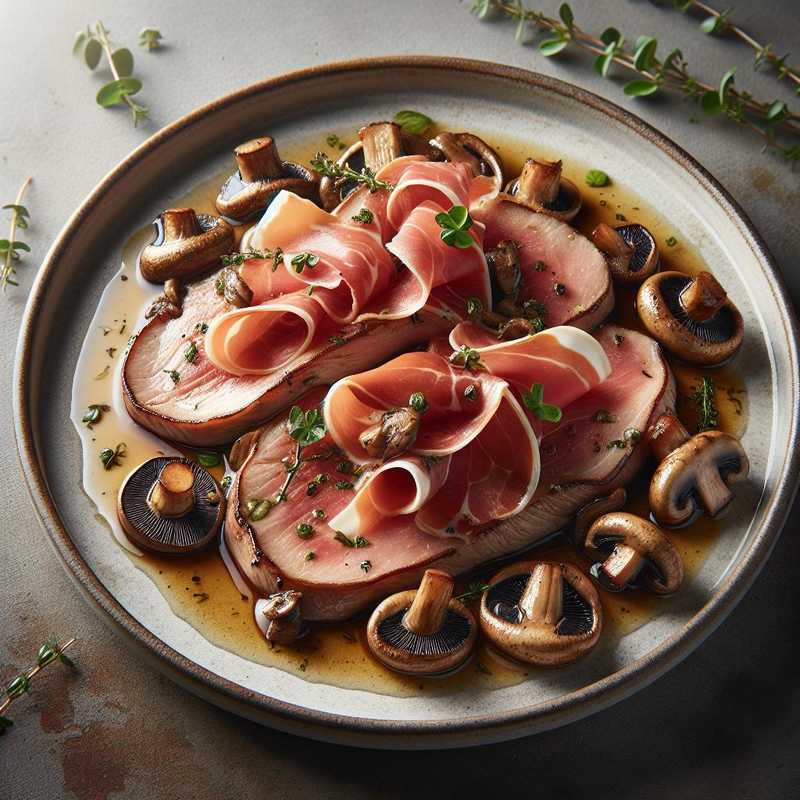 Scaloppine di vitella con prosciutto e funghi