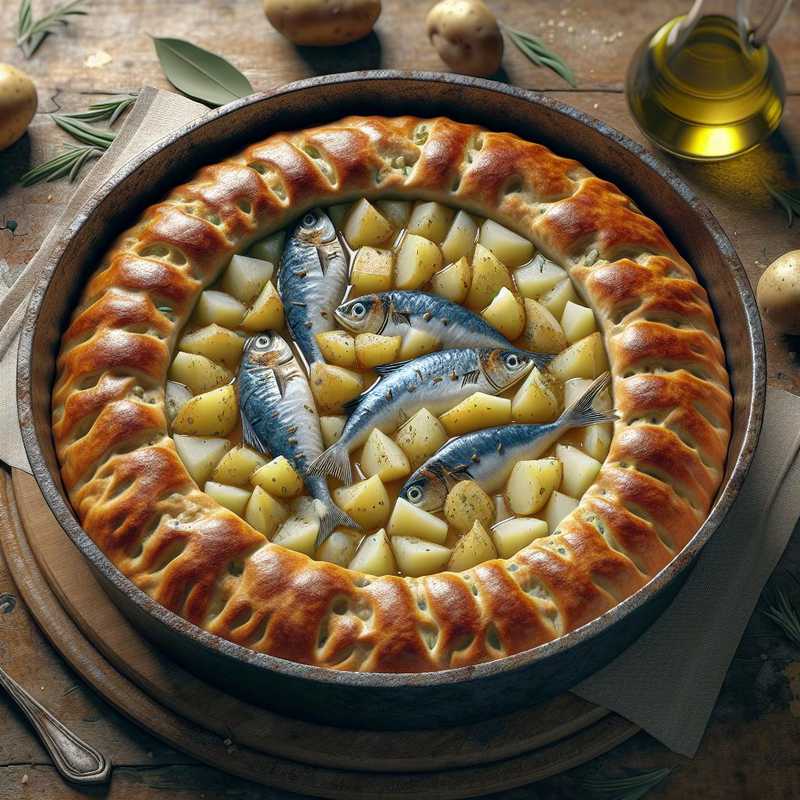 Torta di pane, patate e pesce azzurro