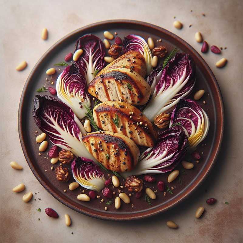 Bocconcini di pollo con radicchio e pinoli