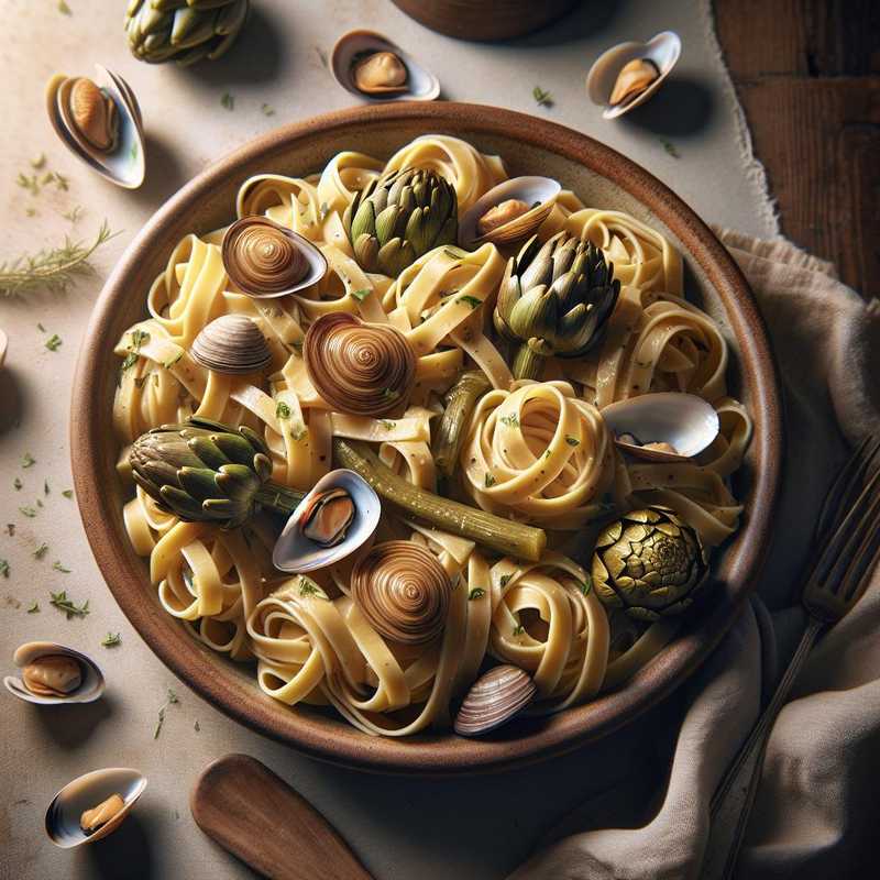 Tagliatelle con carciofi e fasolari