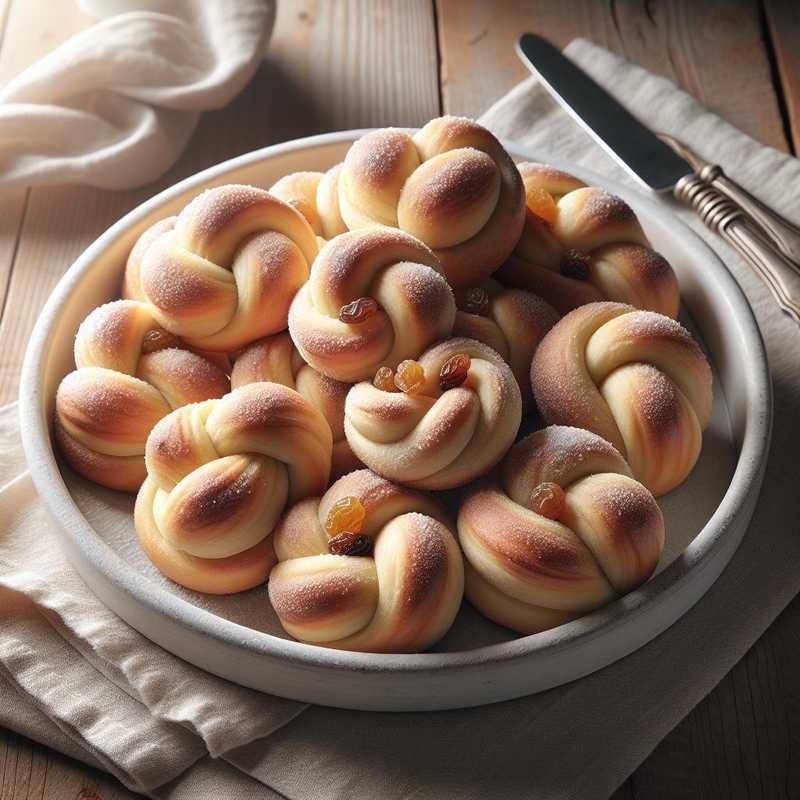 Nodini di brioche all'uvetta