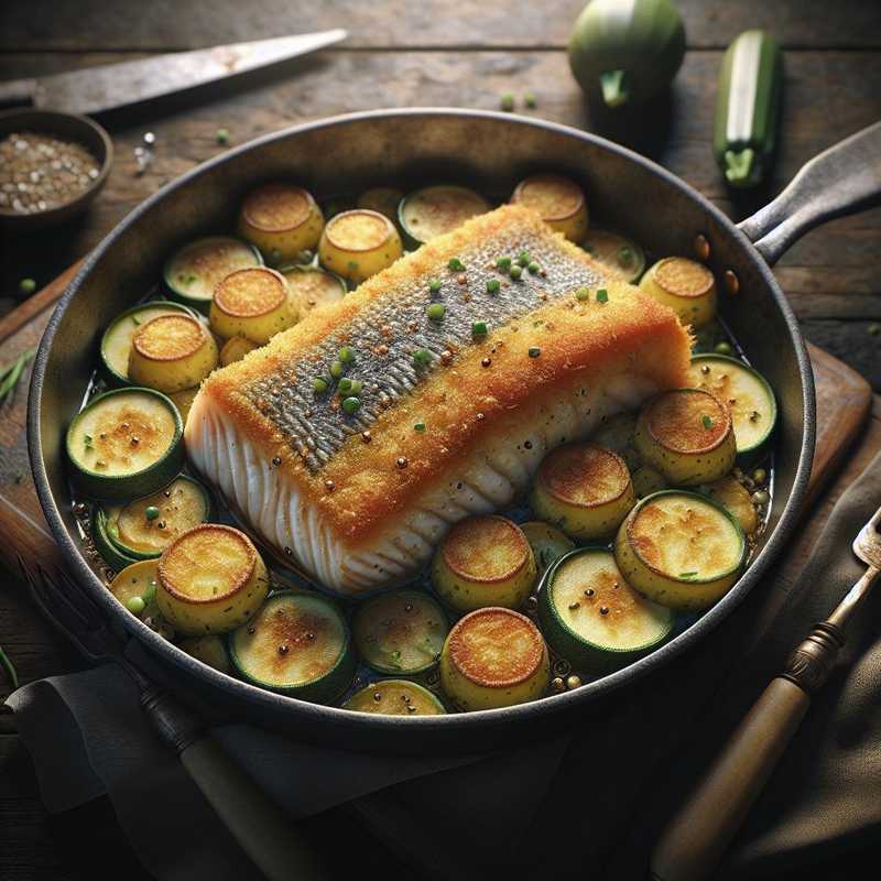 Filetto di pesce in crosta di patate e zucchine