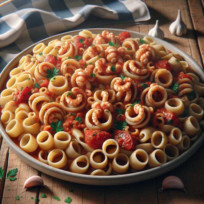 Pasta calamarata with squid