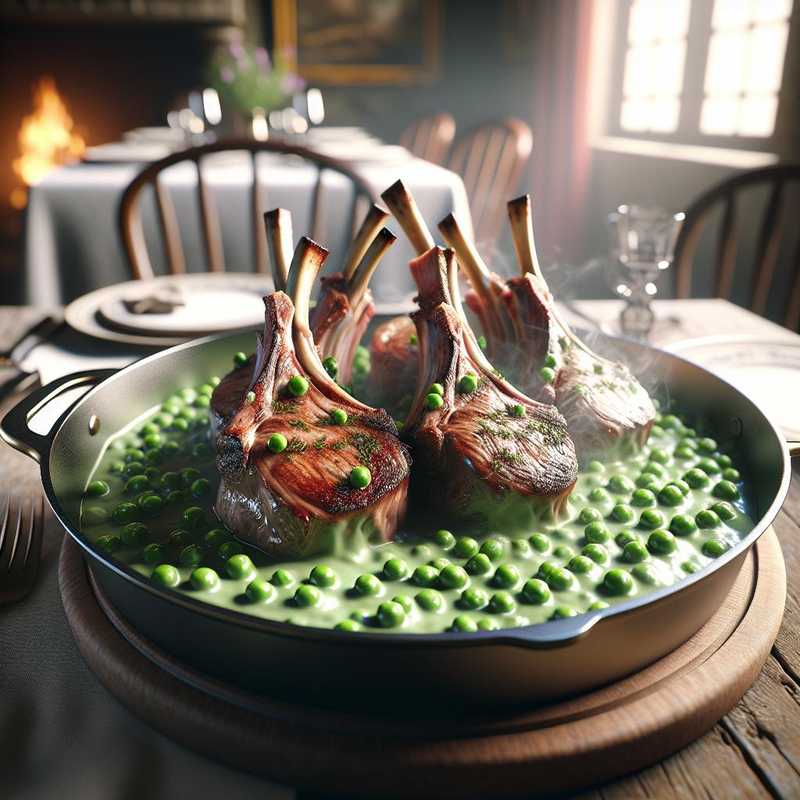 Rack of lamb on pea cream