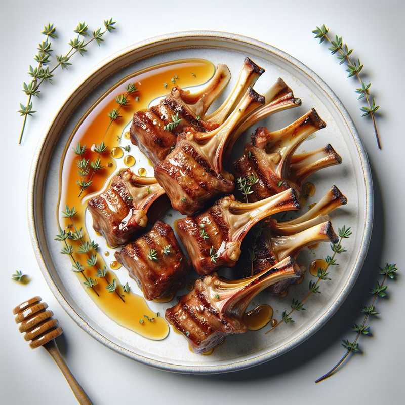 Lamb chops marinated in thyme honey