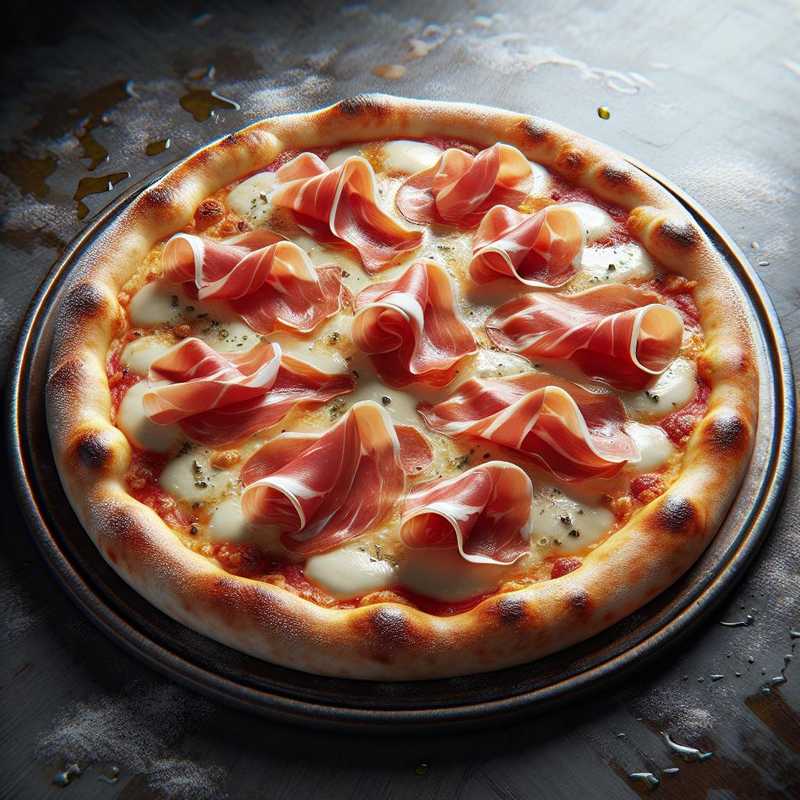 Pizza con stracchino e prosciutto di Pratomagno