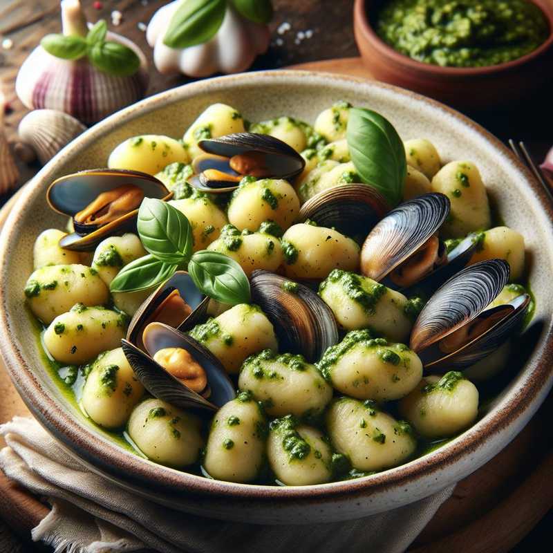 Chicche di patate al pesto con cozze e vongole