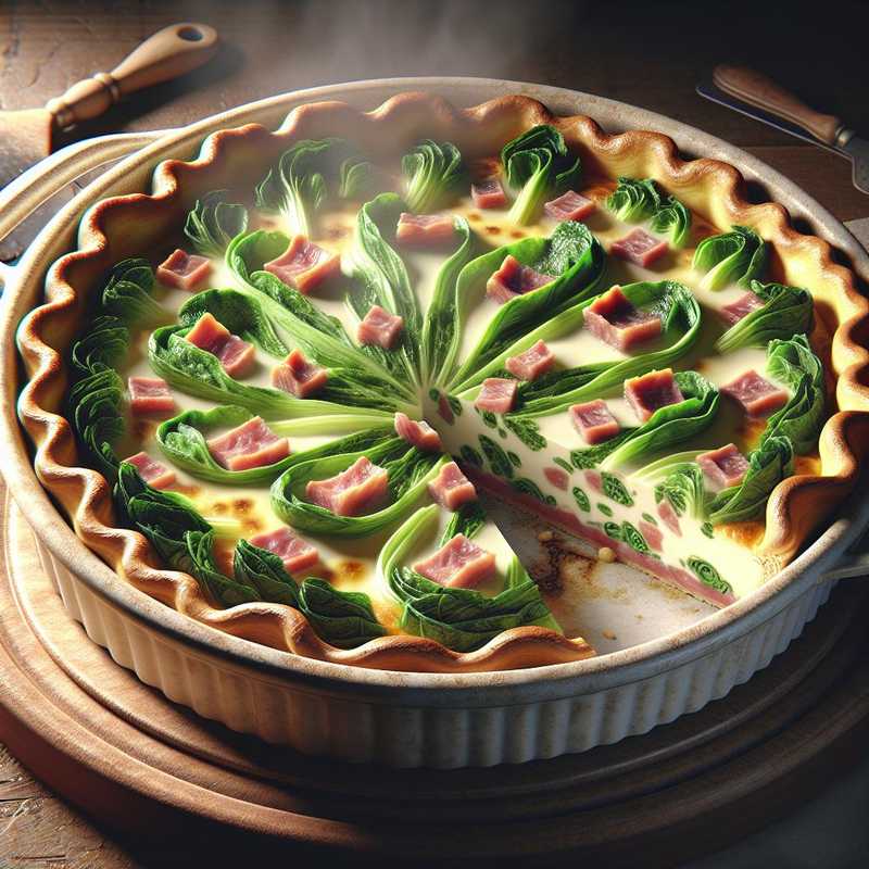 Quiche con scarola e cubetti di cotto