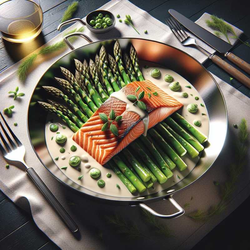 Tranci di salmone con asparagi e panna