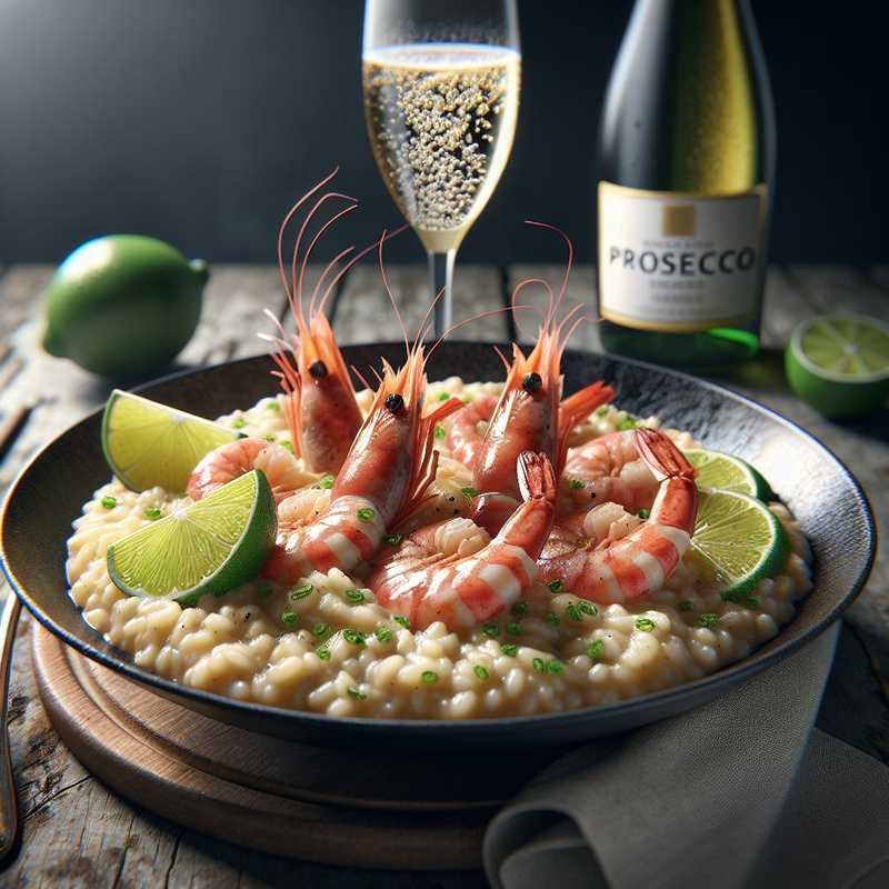 Risotto with shrimp, lime and prosecco