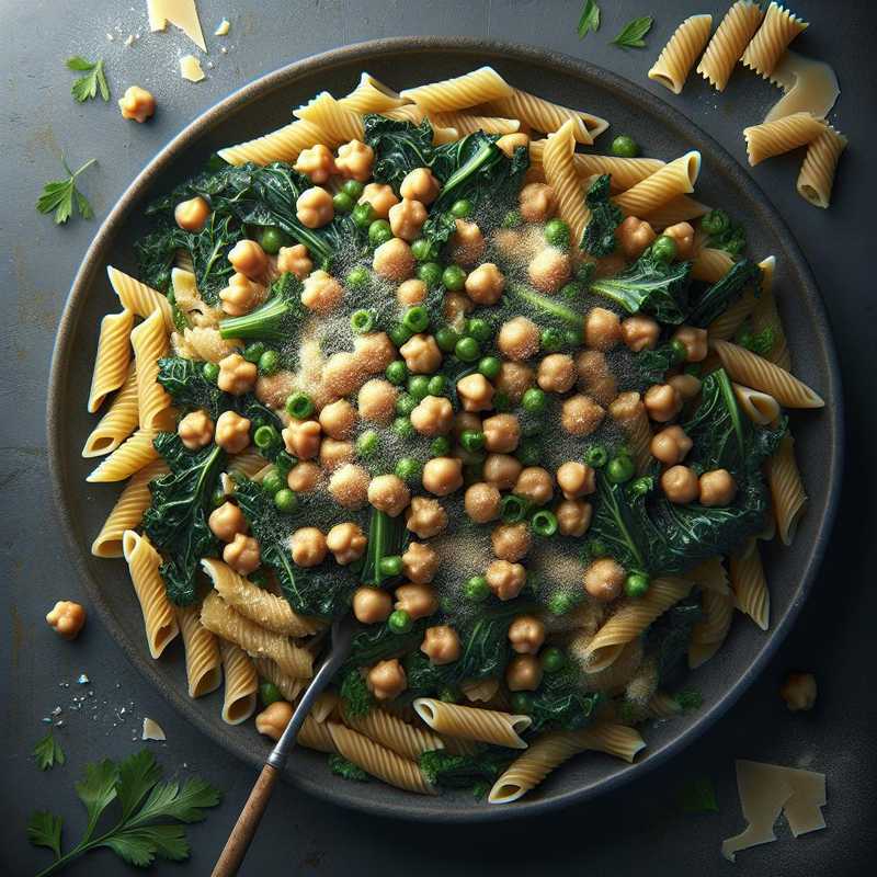 Pasta with chickpeas and Tuscan kale