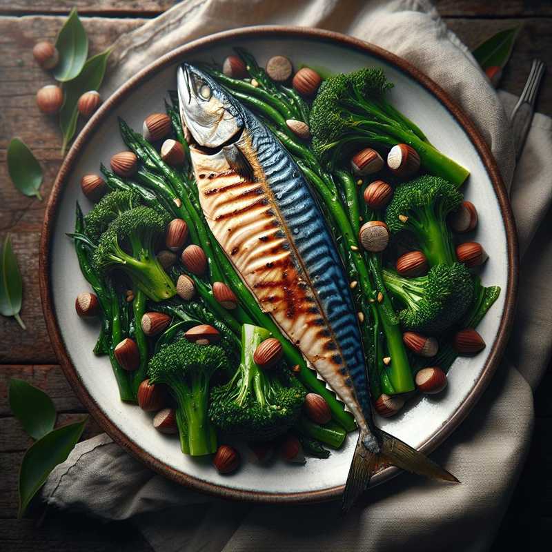 Mackerel with Turnip Tops and Hazelnuts