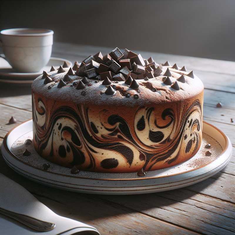 Cocoa and chocolate chip marble ring cake