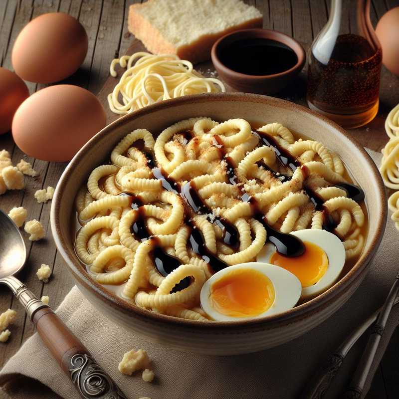 Passatelli in broth with soy sauce