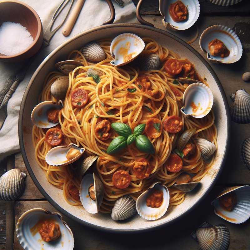 Spaghetti with clams and 'nduja