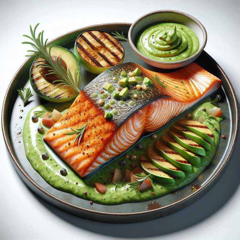 Salmon with avocado sauce