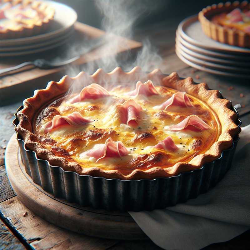 Quiche con coste, prosciutto cotto e mozzarella