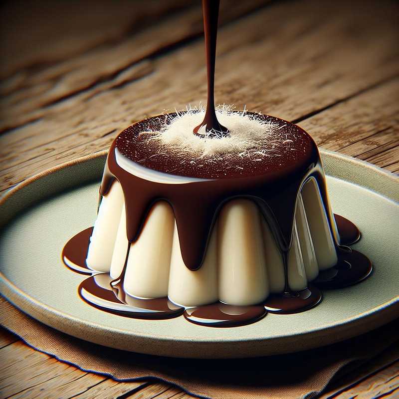 Coconut Panna Cotta with Chocolate Sauce