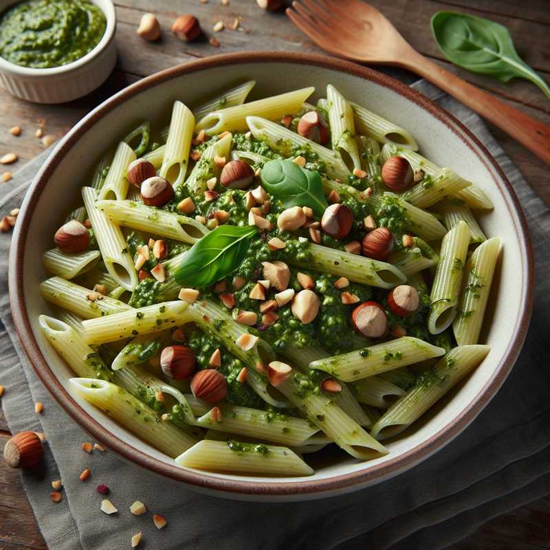 Penne fredde con pesto di rucola e nocciole