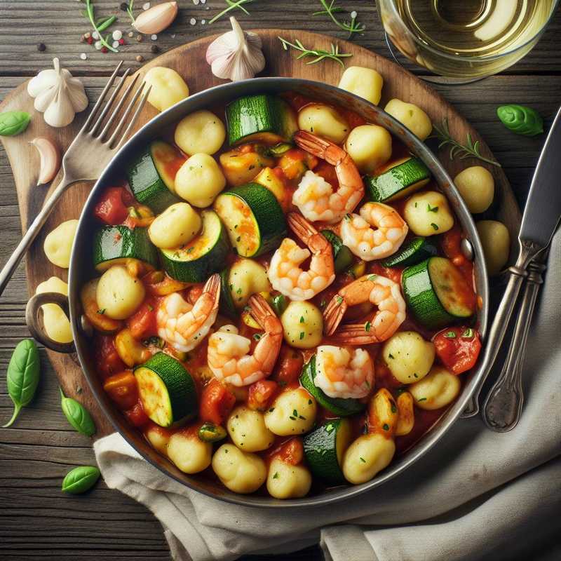 Gnocchi zucchini and shrimp