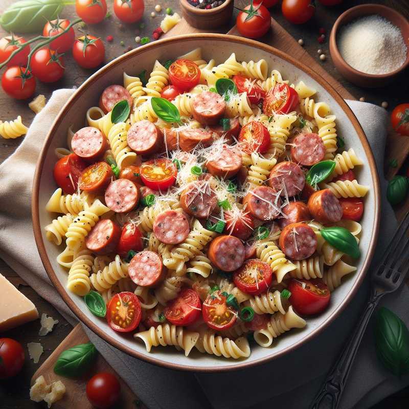 Lumaconi con salsiccia di vitello e pomodorini