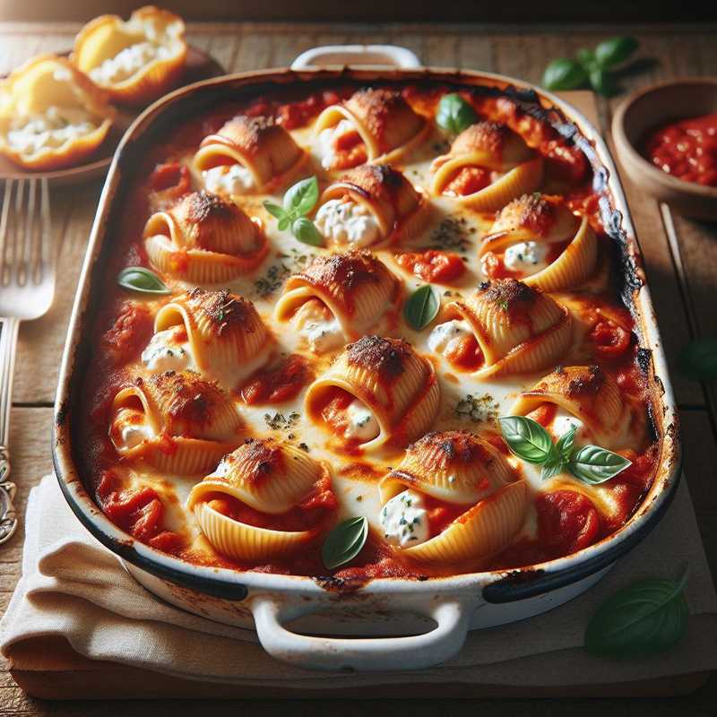 Baked Stuffed Conchiglioni with Ricotta and Tomato