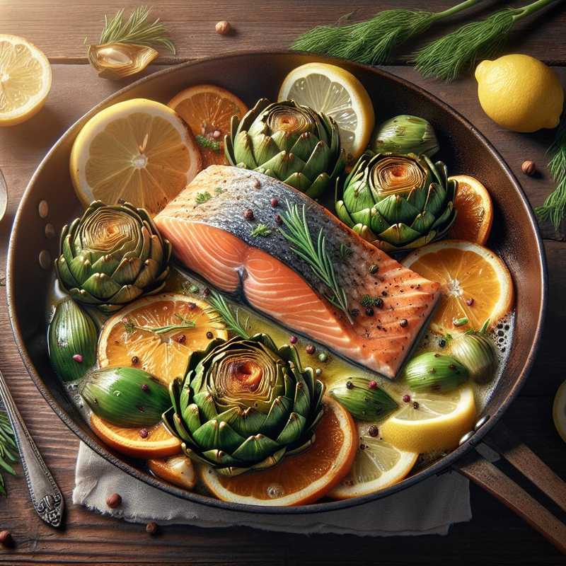 Salmone, carciofi e agrumi