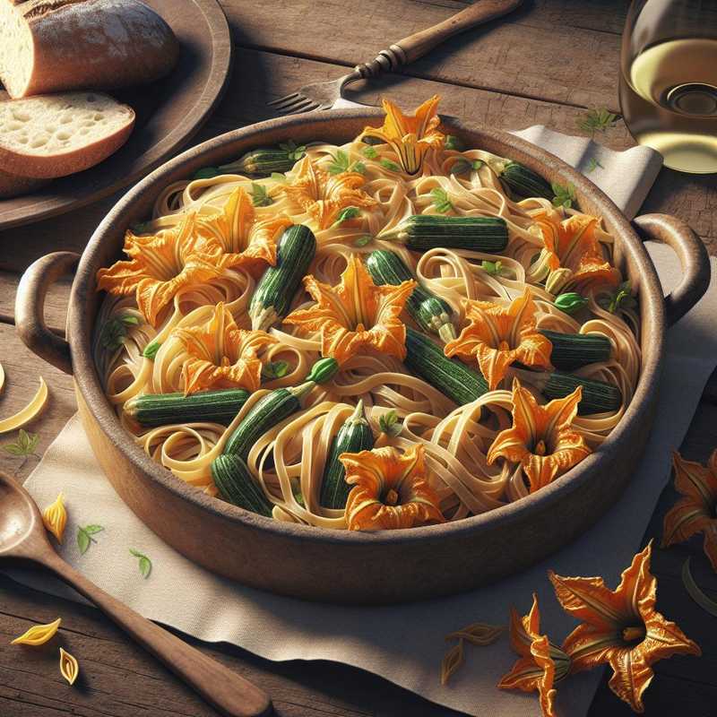 Pasta with zucchini flowers