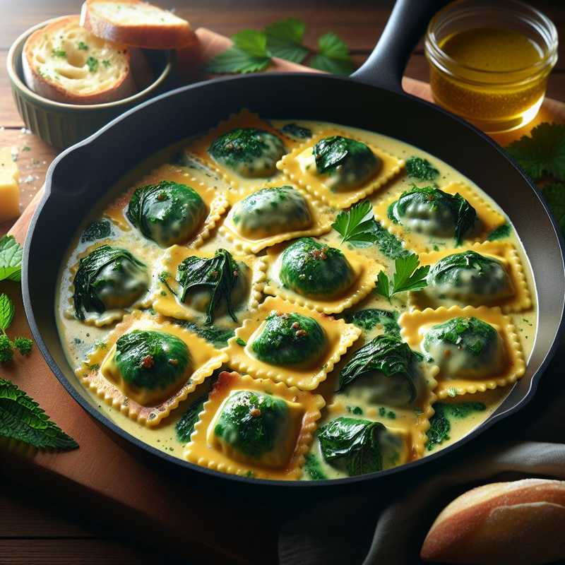 Nettle Ravioli with Fondue