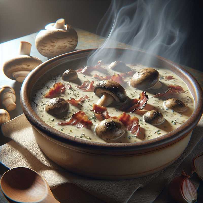 Crema salata con funghi e pancetta