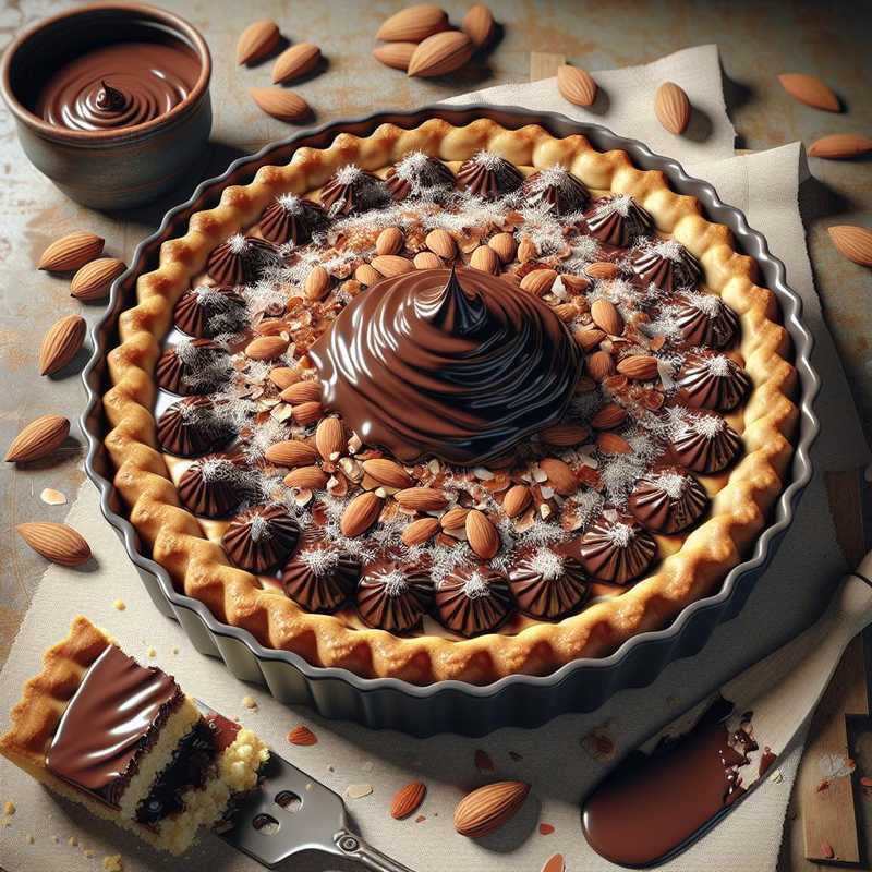 Crostata al cocco e mandorla con ganache al cioccolato