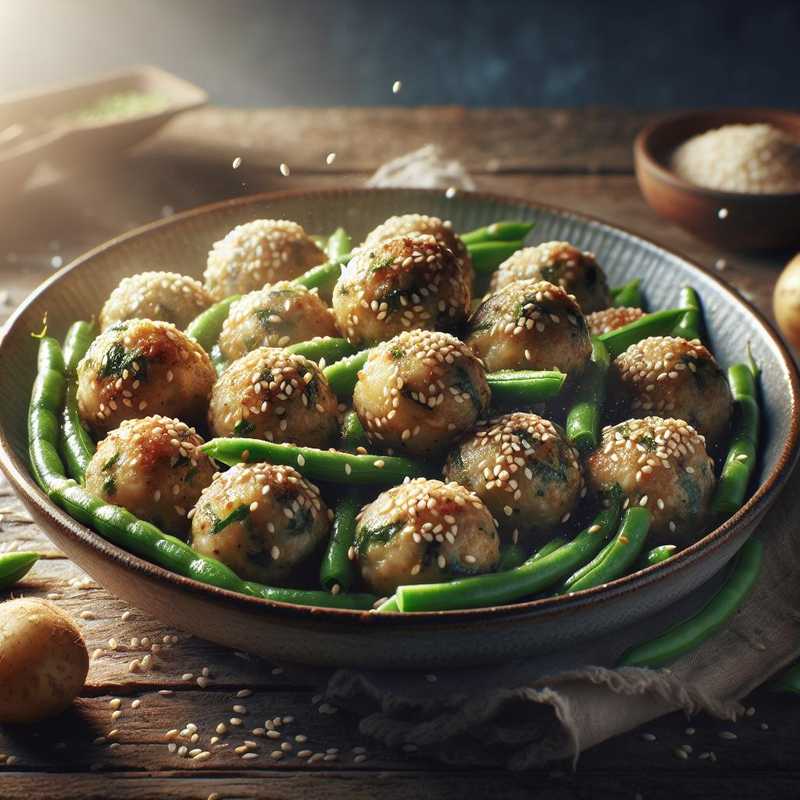 Polpette di fagiolini e patate al sesamo