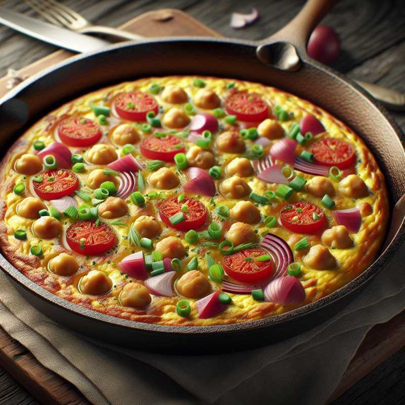 Frittata di ceci con patate rosse e cipollotti