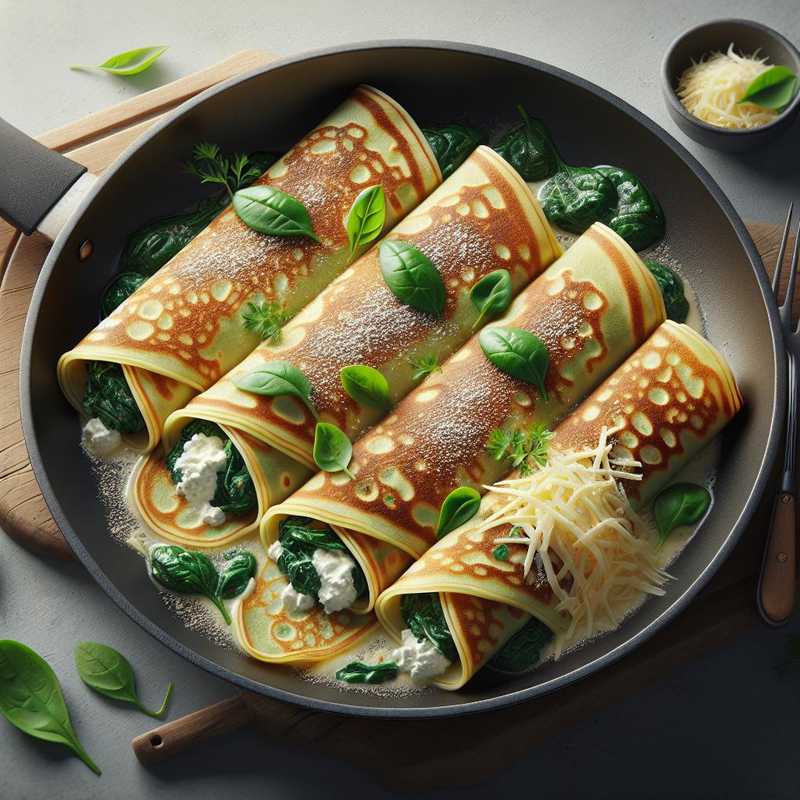 Crespelle di farina di ceci con ricotta e spinaci