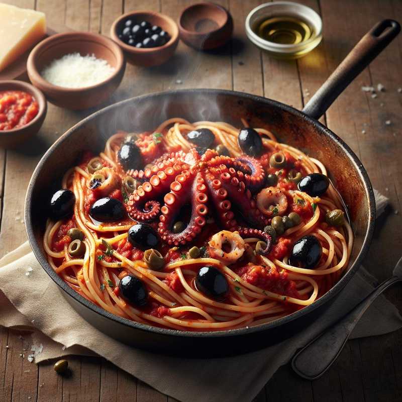 Spaghetti with octopus puttanesca