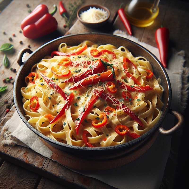 Pasta with Bell Pepper and Cheese Cream