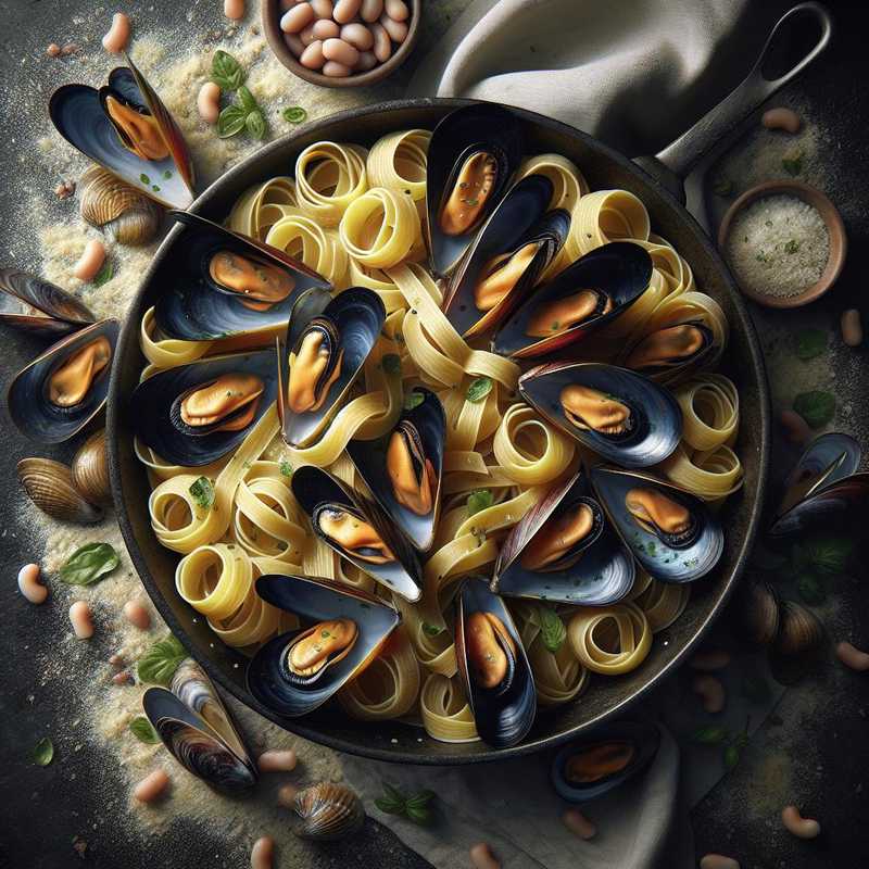 Cicatielli con cozze e fagioli