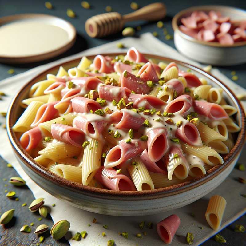 Creamy Pennette with Mortadella and Pistachios