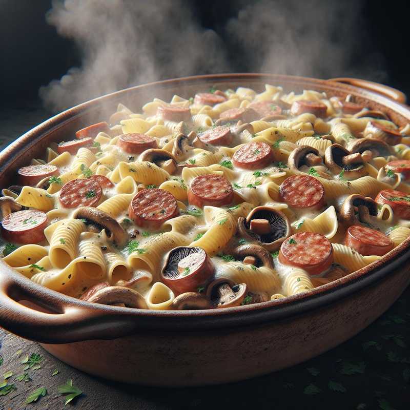 Baked Pasta with Mushrooms and Sausage