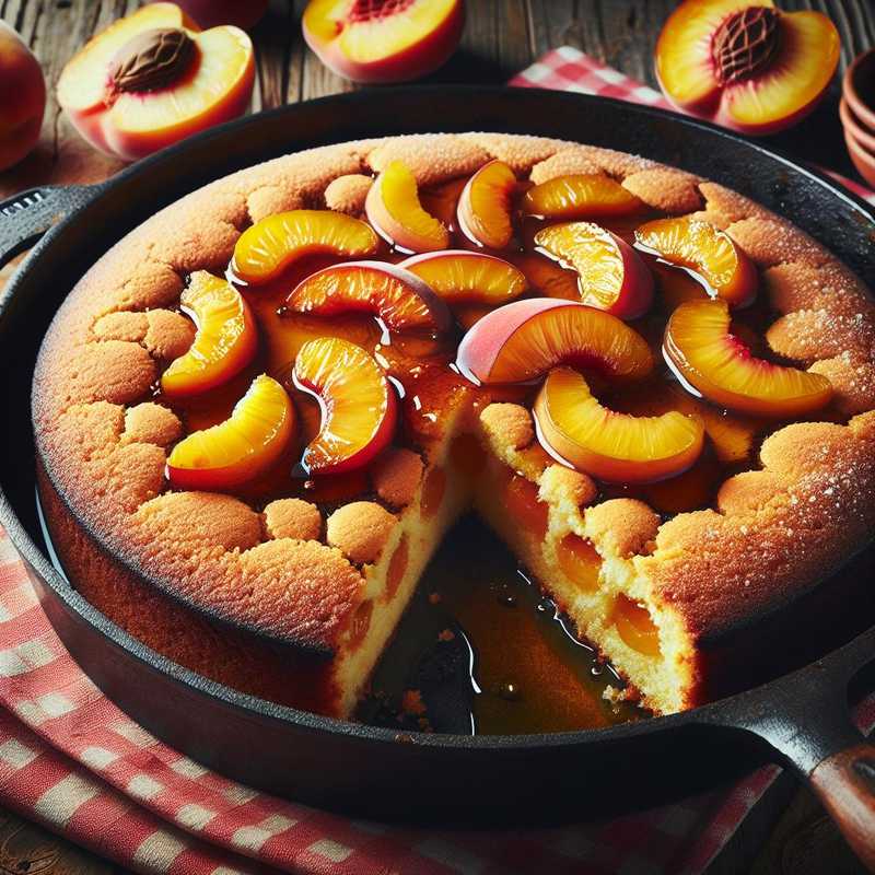 Cake with Amaretti and Syrupy Peaches