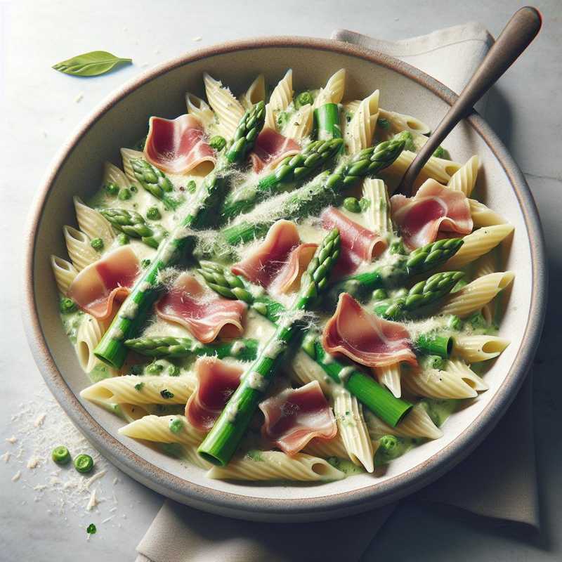 Pasta with Asparagus Cream and Cooked Ham