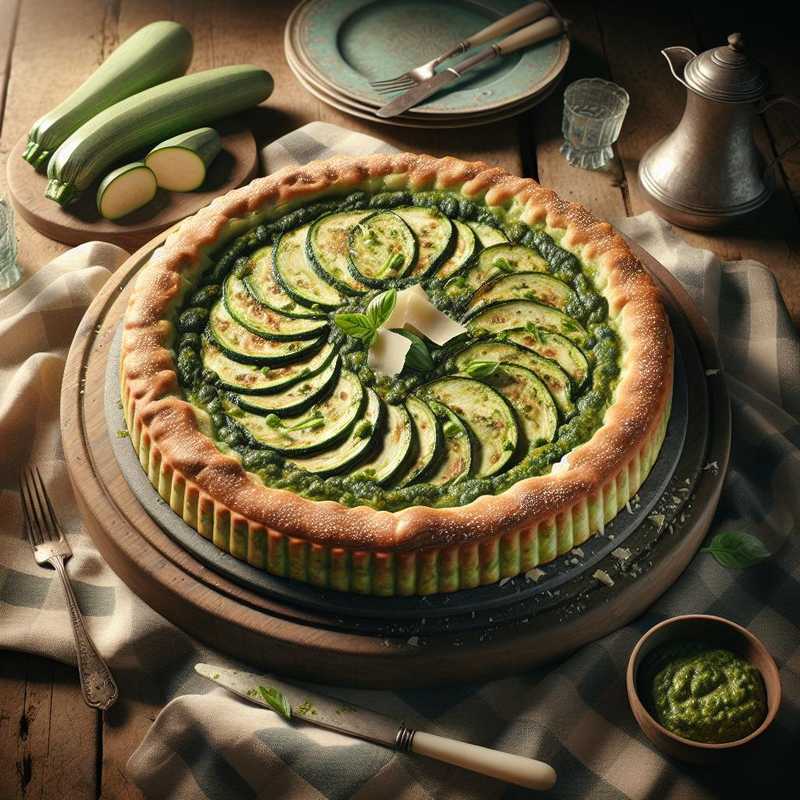 Torta salata di zucchine e pesto