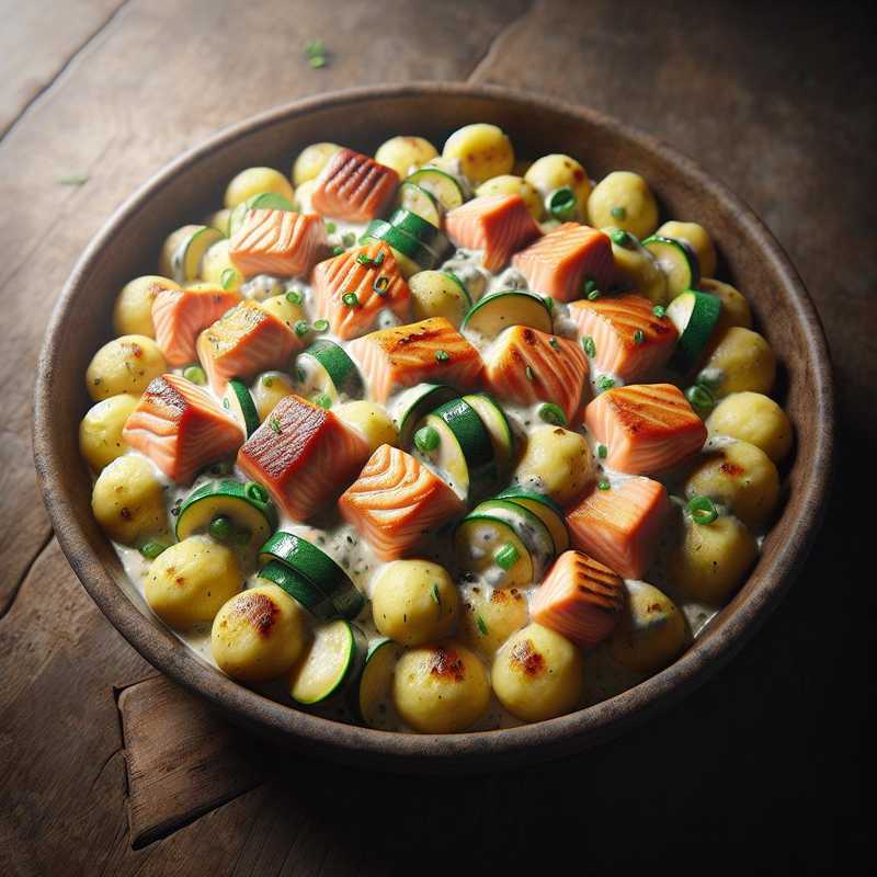 Gnocchi al salmone e zucchine