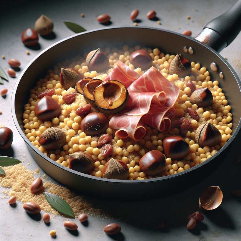 Chicchi di farina di legumi con castagne e speck