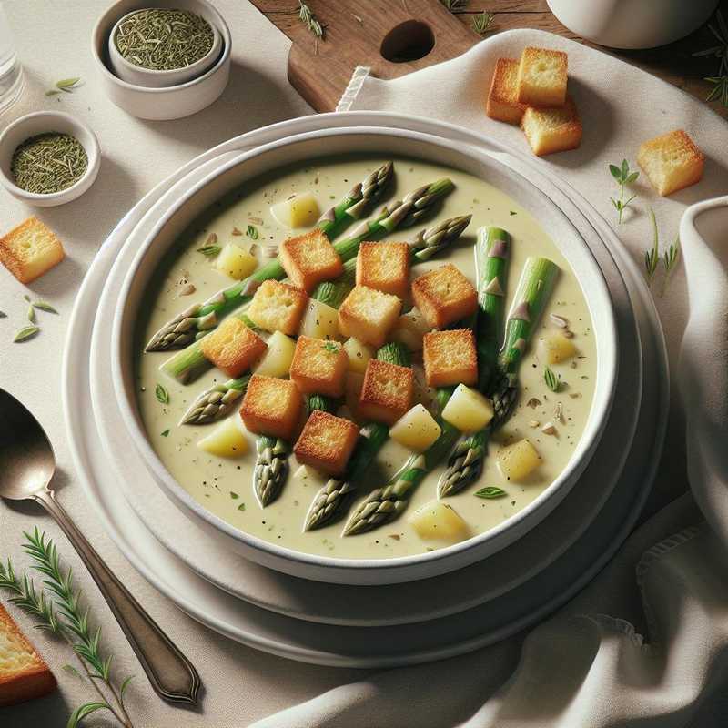 Asparagus and potato velouté with croutons