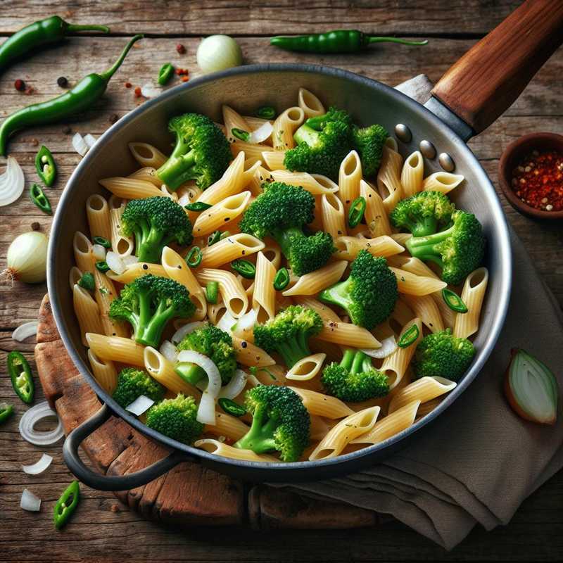 Cavatoni with broccoli rabe, onion, and chili