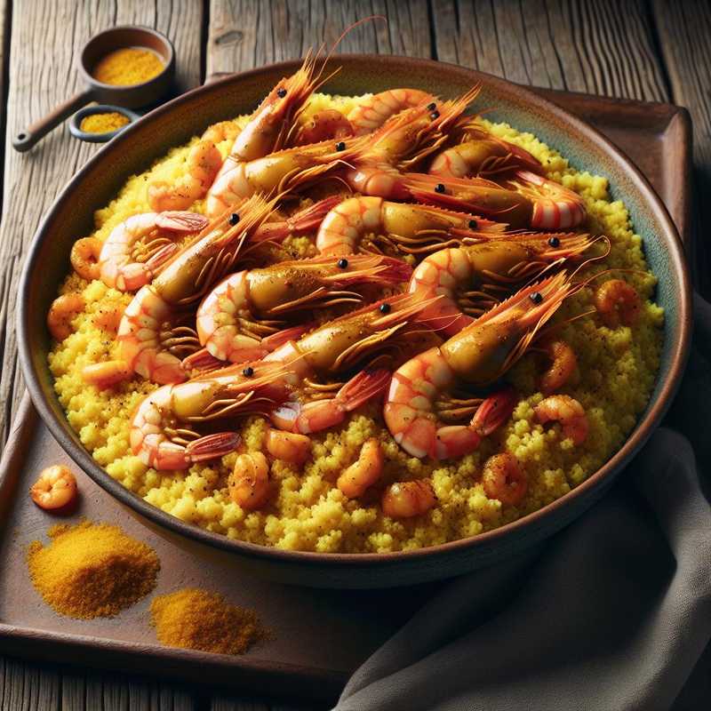 Couscous with curry and shrimp